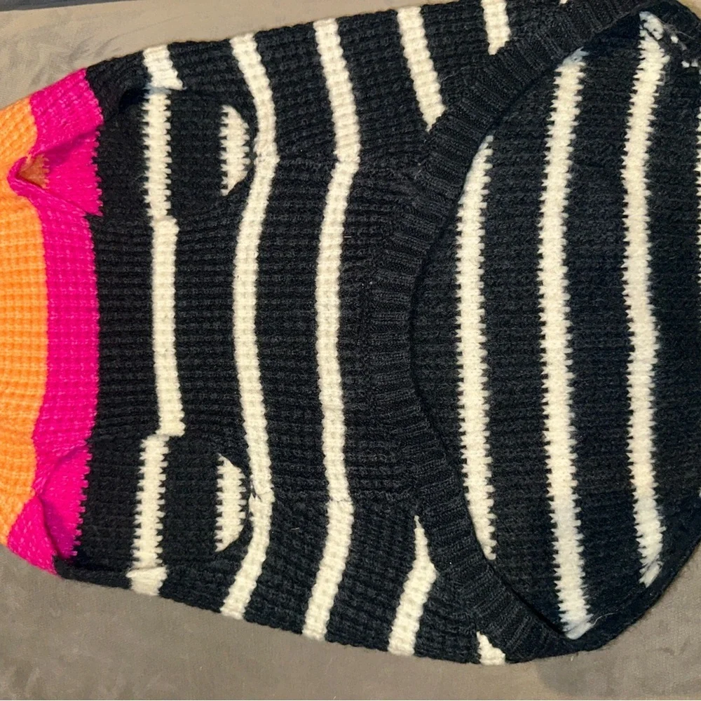 Striped Knit dog / pet Sweater Shirt with Pink and Orange Accents